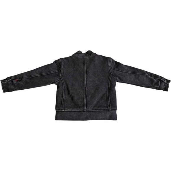 Cat&Jack Boys Black Cool Letterman Distressed Bomber Jacket SZ XS 4/5 Streetwear - Picture 5 of 12